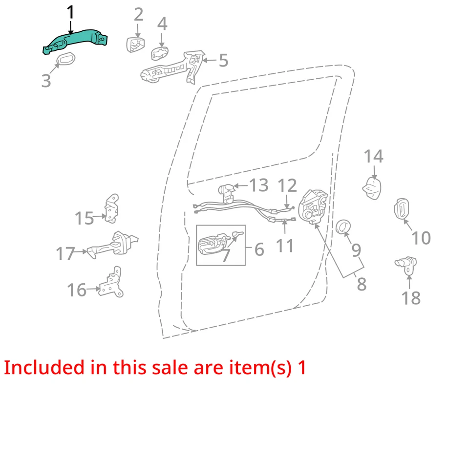 Manija de puerta exterior trasera derecha lado pasajero Lexus RX300 1999-2003 FABRICANTE DE EQUIPOS ORIGINALES Foto 3 de 4