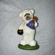 Teddy Bear Mummy Halloween Figurines Carrying Halloween Candy Pumpkin Ghost