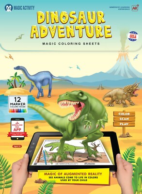 Dinosaur Adventure Coloring and Activity Book for Kids With 3D Augmented Reality