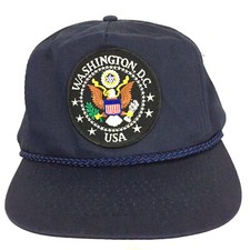 Vtg 80s Washington DC Patch Cap Eagle Seal Logo Snap Back Trucker Baseball Hat