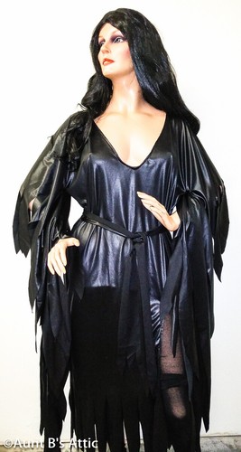 2 piezas Vestido Disfraz Negro de Señora de la Noche/Bruja/Vampiro Plus - Imagen 3 de 3