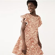 Nine West Tiered Dolman Sleeve Babydoll Zebra Print Dress Size M comfy flowy