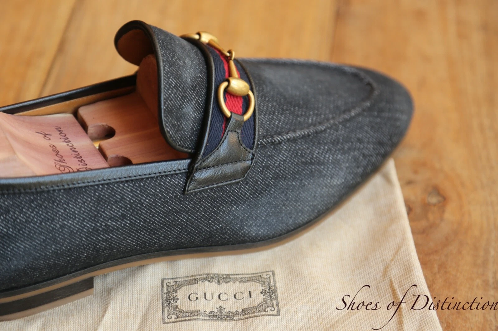 Chaussures Gucci bleu denim jordaan mocassins en laiton mors hommes UK 8,5 US 9,5 neuves