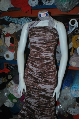 Viskose Stretch Jersey Strickstoff schöner Tribal Print braun Kombi Meterware - Bild 1 von 2