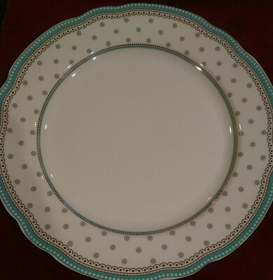 GRACE TEAWARE Dinner Plate Aqua Gold Scalloped 10.5'' Spring NEW