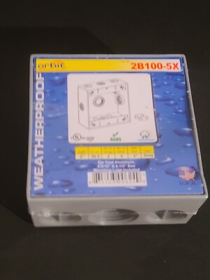 Orbit 2B100-5X 2-Gang Weatherproof Box Five 1 Inch Hubs 2 Inch Deep