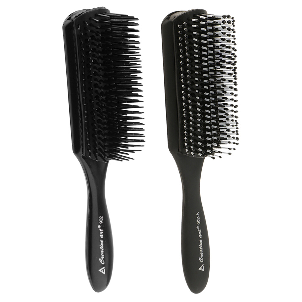 2 Stück Gewellte Haarkämme Aus Kunststoff – Schwarz & Tiefes Schildpatt, Für Locken & Styling