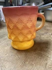 VINTAGE FIRE KING ANCHOR HOCKING KIMBERLY COFFEE MUG Orange flame Color