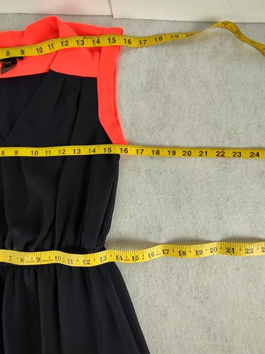 Enfocus Studio Navy Blue Orange Colorblock Sleeveless Midi Dress Size 6 - Picture 8 of 10