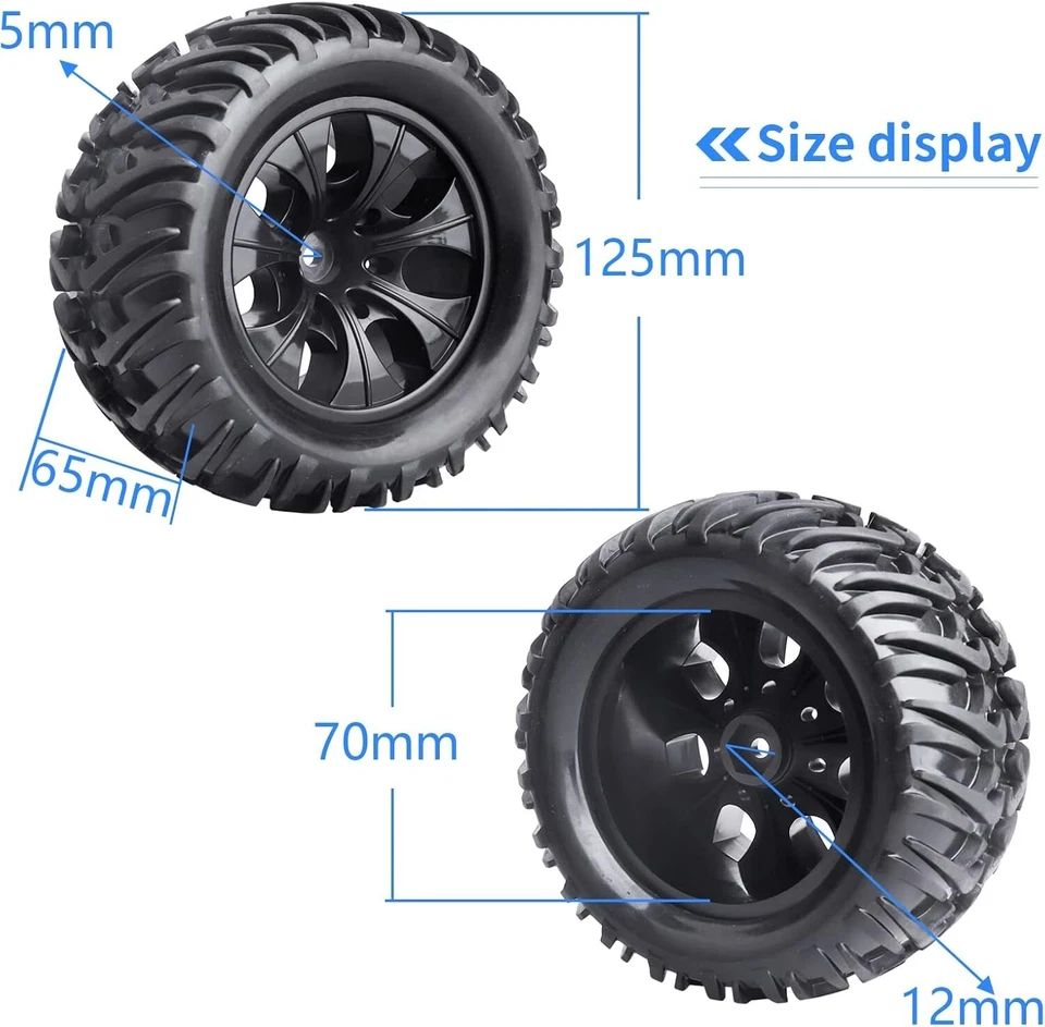 4pcs Height 4.92" 125mm 12mm Hex RC Truck Wheels and Tires Set for Traxxas Re... - Image 4 of 4
