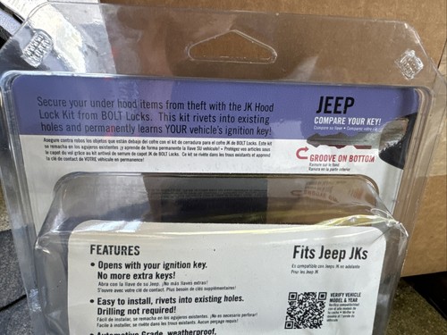 BOLT One-Key Stainless Steel Hood Lock for 07-18 Jeep Wrangler JK Keys 7026128 - Picture 6 of 6
