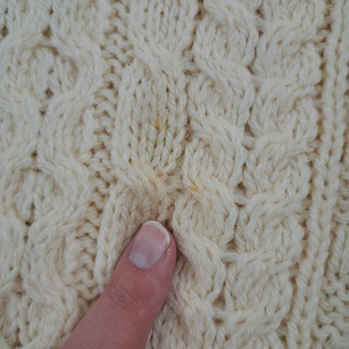 Tivoli Aran Cable Knit Fisherman Cardigan Sweater Size Kids 8/10 Ivory White - Picture 3 of 12