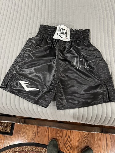 MIKE TYSON AUTOGRAPH SIGNED BLACK BOXING TRUNKS / SHORTS INCLUDES PSA/DNA