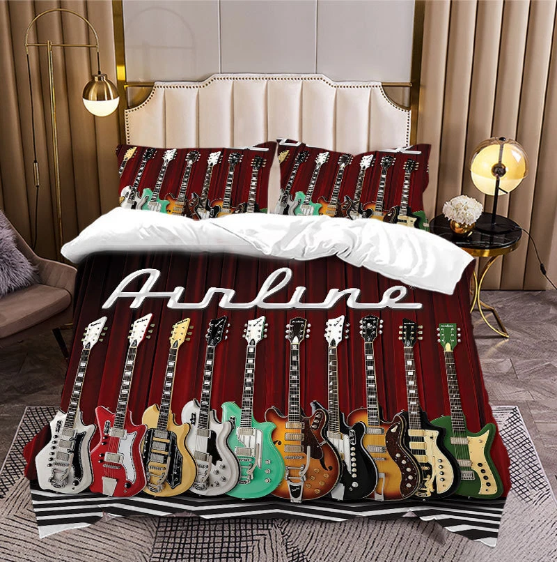 OZINCI 3D Bedrukte Wereldkaart Beddengoed Set, Meest Populaire Toeristische Attracties Thema 100% Katoen Dekbedovertrek Set, Speciaal Ontwerp, Volwassenen Kids Bed Set, Rood, Volledig/Queen Size, (4 Stuks