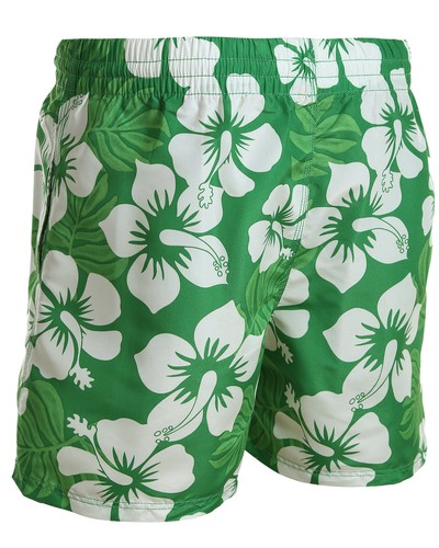 FL1-128-1101-GR/H) SHORT DE BAIN SPORTIF POUR HOMME PANTALON DE PLAGE VERT HIBISCUS TAILLE 4XL - Photo 2/2