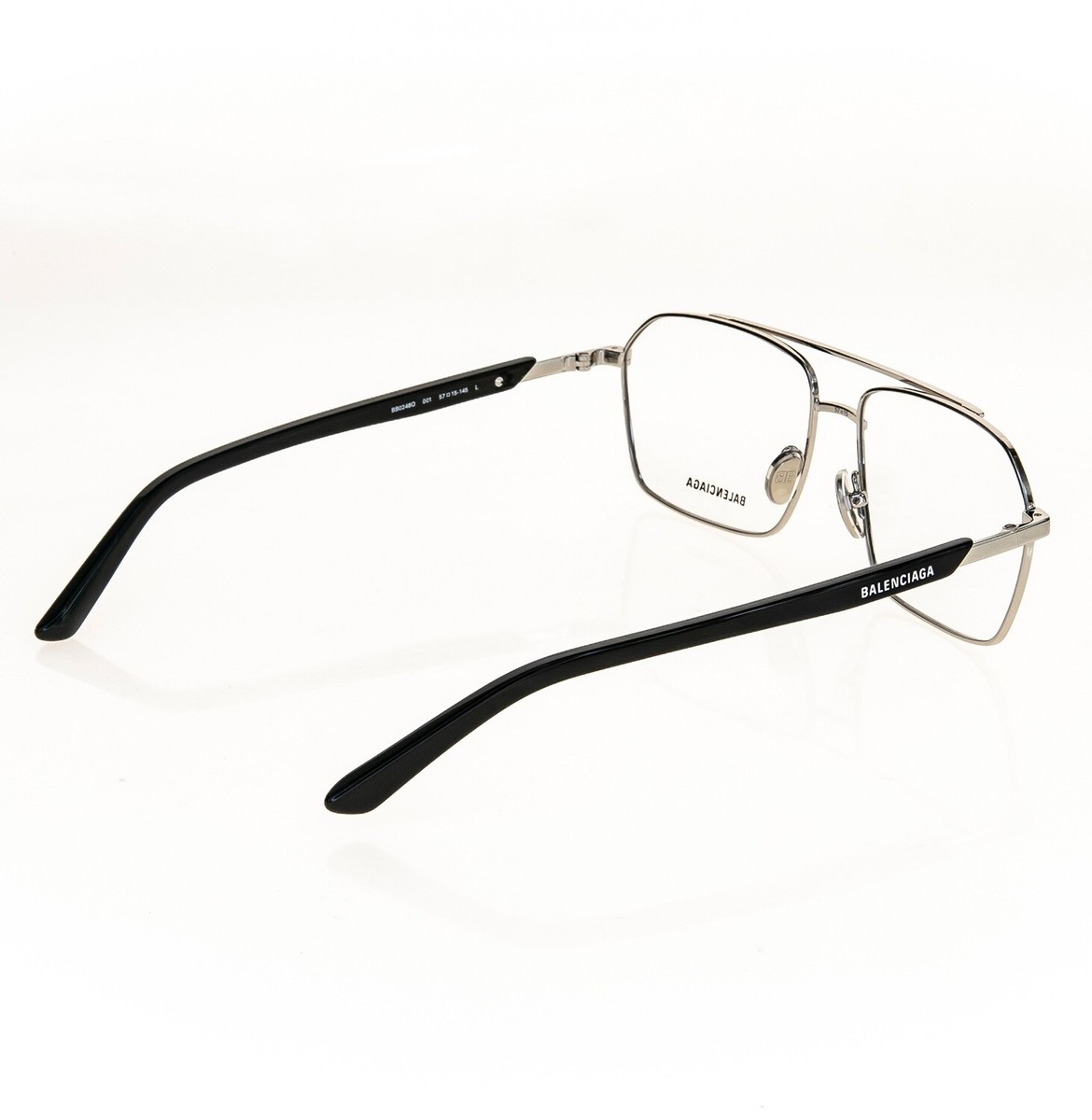 BALENCIAGA LOGO 0248 Silver Black Unisex Eyeglass 57mm