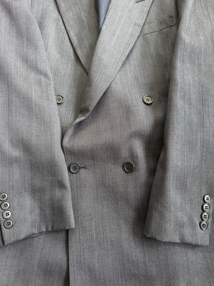 Traje De Colección Hardy Aimes 2 Piezas Para Hombre 41L Largo 36 x 33 Doble Pecho Gris-Azul Foto 3 de 4