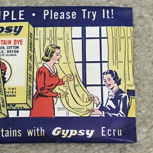 Vntg c1940s SAMPLE Gypsy Ecru Curtain Dye Envelope Sealed Unopened Full, 4 x 2.5 - Picture 4 of 9