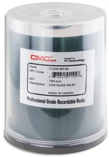 100-Pak CMC PRO (TY Technology) =SILVER INKJET (clear hub)= 52X 80-Min CD-R's!