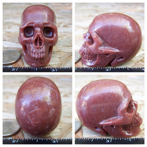 2.02" Red Aventurine Stone Skull Hand Carved 3.3oz 94.7g Crystal Healing - Picture 11 of 12