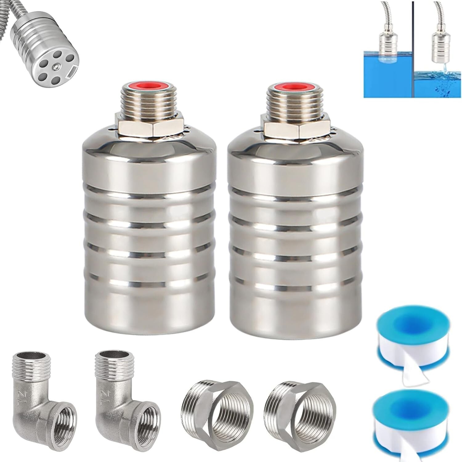 Float Valve 2 Pack 1/2 3/4 Auto Fill Shut off Water Tank 2 pcs Control Valve