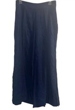 Maeve Canna Culotte Wide Leg Crop Sz 8 Pants Dark Blue Rayon Side Zipper