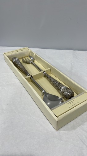 Pottery Barn Madena extra long 16” meal serving utensils set made in India NEW - Picture 1 of 12