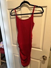 Wearever BODYCON Dress / Red / Large / Ruched Sides / spaghetti straps / USA