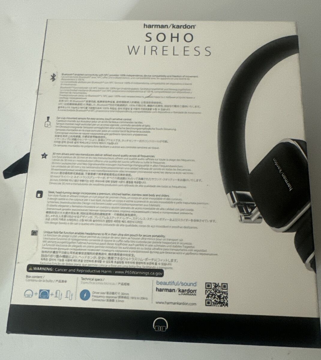 Harman Kardon SOHO Wireless Bluetooth Headphones BRAND NEW Harman Kardon SOHO Wireless Bluetooth Headphones BRAND NEW