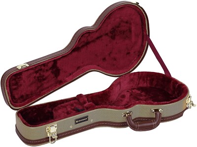 Crossrock F-style Mandolin Case, Heavy Duty F body Madolin Hard Case, Tweed 