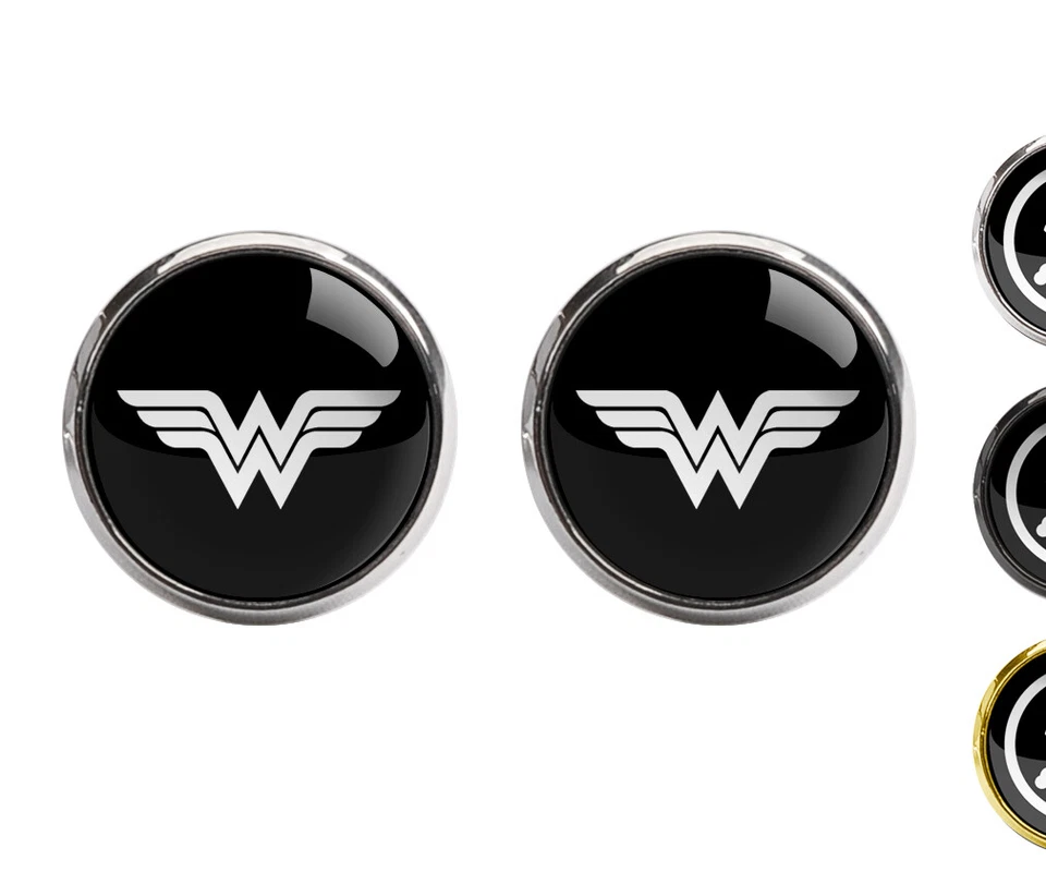 Gemelos corbata tejida jacquard estrecho delgado símbolo Wonder Woman 2,5" Foto 2 de 3