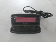 Small Alarm Clock Sharp SPC026A Digital LED Snooze Battery Backup Black Tested