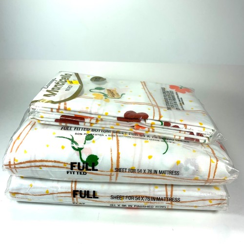 Vtg MOD Complete Full Sheet Set Cottagecore Floral Lace Cannon Yellow No Iron - Picture 7 of 7