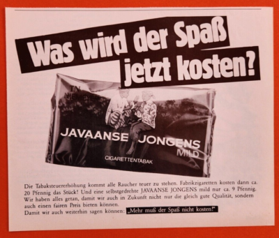 javaanse jongens tobacco 3. Javaanse Jongens Tabak Werbeanzeige Werbung Reklame 1982