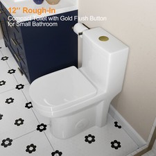 Standard One Piece Toilet w/ WC Seat Compact Toilet 1.28 gpf Dual Flush