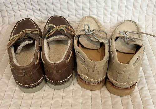 Sperry Brown Tan Beige Boat Shoe Leather Moccasin Loafer Slip-on 2-eye 10.5 - Picture 5 of 6