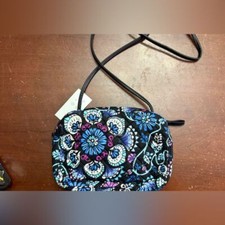 Vera bradley BNWT purse small compact shoulder strap zipper Blue Paisley X body