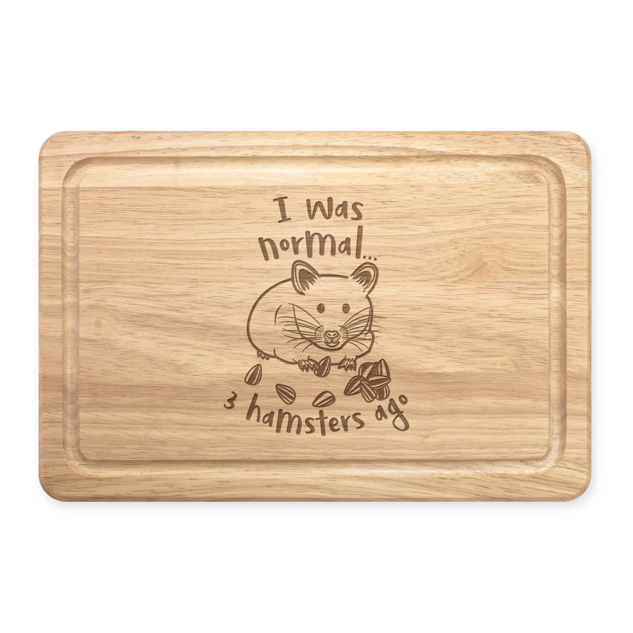 I Was Normal 3 Hamsters Ago Rectangular Wooden Cutting Board - Funny Animal