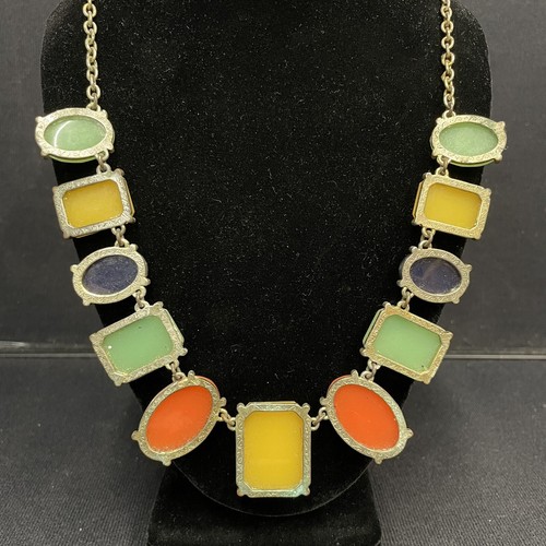 Multi Color Colorful Plastic Shapes Necklace Costume Jewelry 21” Vintage 1970s - Picture 7 of 8