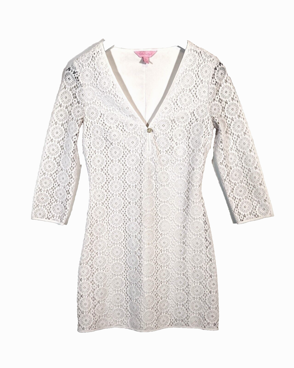 white christmas dresses Clearwater Crochet Short Sleeve Maxi Dress White main image 0