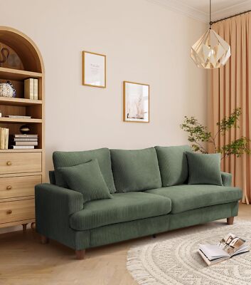 Corduroy Sofa 3 Sitzer Modern Couch Love Seat Settee Wohnzimmer Apartment 220 cm