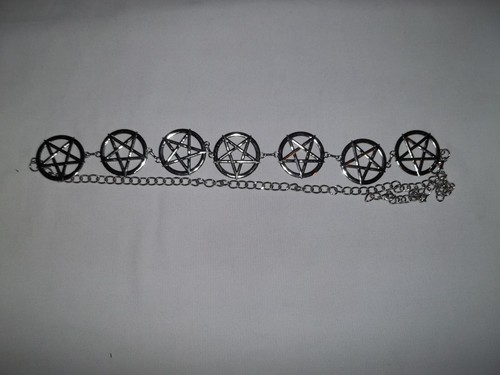 Romwe Pentagramm Kette Taillengürtel Silber Nip Goth Cyberpunk Metal Satanic