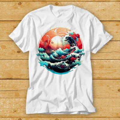 The Great Wave Of Nature Off Kanagawa Boho Minimalist Japanese Art T-Shirt 2403