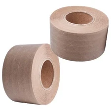 2 Rolls Water Activated Tape 2.4" x 150' Each Reinforced Gummed Kraft Paper Tape