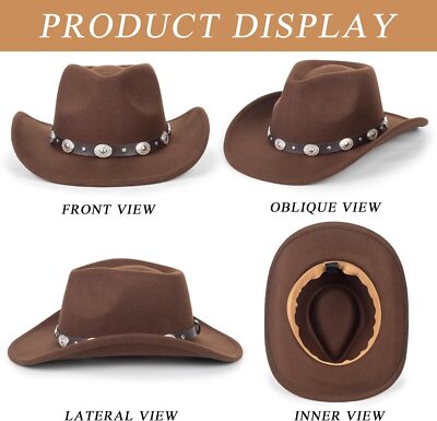 Western Cowboy Hat for Men Women Classic Fedora Hat with  display picture 2