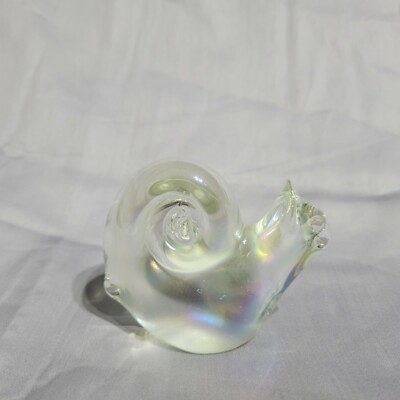 Iridescent Art Glass Snail  3'' x 3 1/2'' Figurine