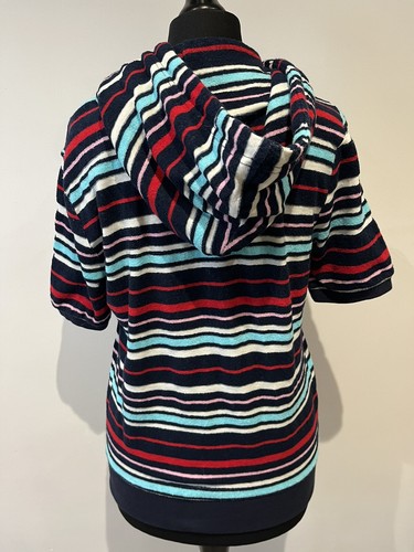 Juicy Couture hoodie Short Sleeve Striped Cotton Velour Women’s Size Small S VGC - Picture 4 of 11
