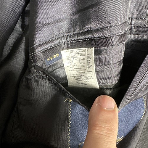 Brooks Brothers 1818 grau mit blauer Fensterscheibe Saxxon Herren 42R Anzug Wolle 36x29 - Bild 5 von 15