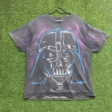Vintage Star Wars Darth Vader Shirt Mens XL 1996 AOP Mask Distressed Graffiti