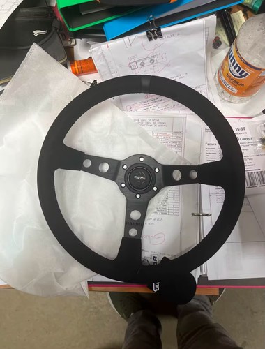 Momo MOD07 Steering Wheel 350mm -  Black Suede/Black Spokes/1 Stripe